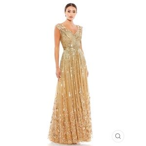 MacDuggal Sequin & Floral Embellished Evening Gown